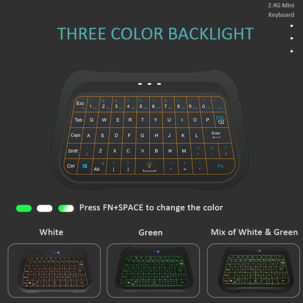 T18 Mini Wireless Keyboard Full Touch Screen Touchpad 3 Colors Backlit Rechargeable Mute Mouse