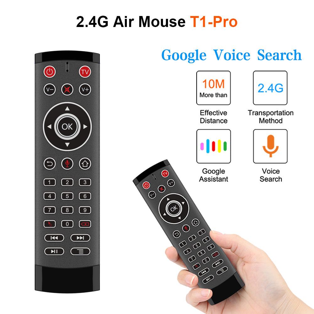 T1-PRO-TV 2-Key IR Learing Function Air Mouse Smart Wireless Remote Control with Microphone for Android TV Box / Stick