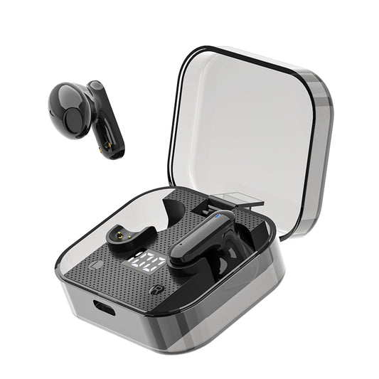 KALIO LY18 Half In-Ear Wireless Bluetooth Headset Noise Reduction Hi-Fi Headphones Lightweight TWS Earbuds with Transparent Charging Case