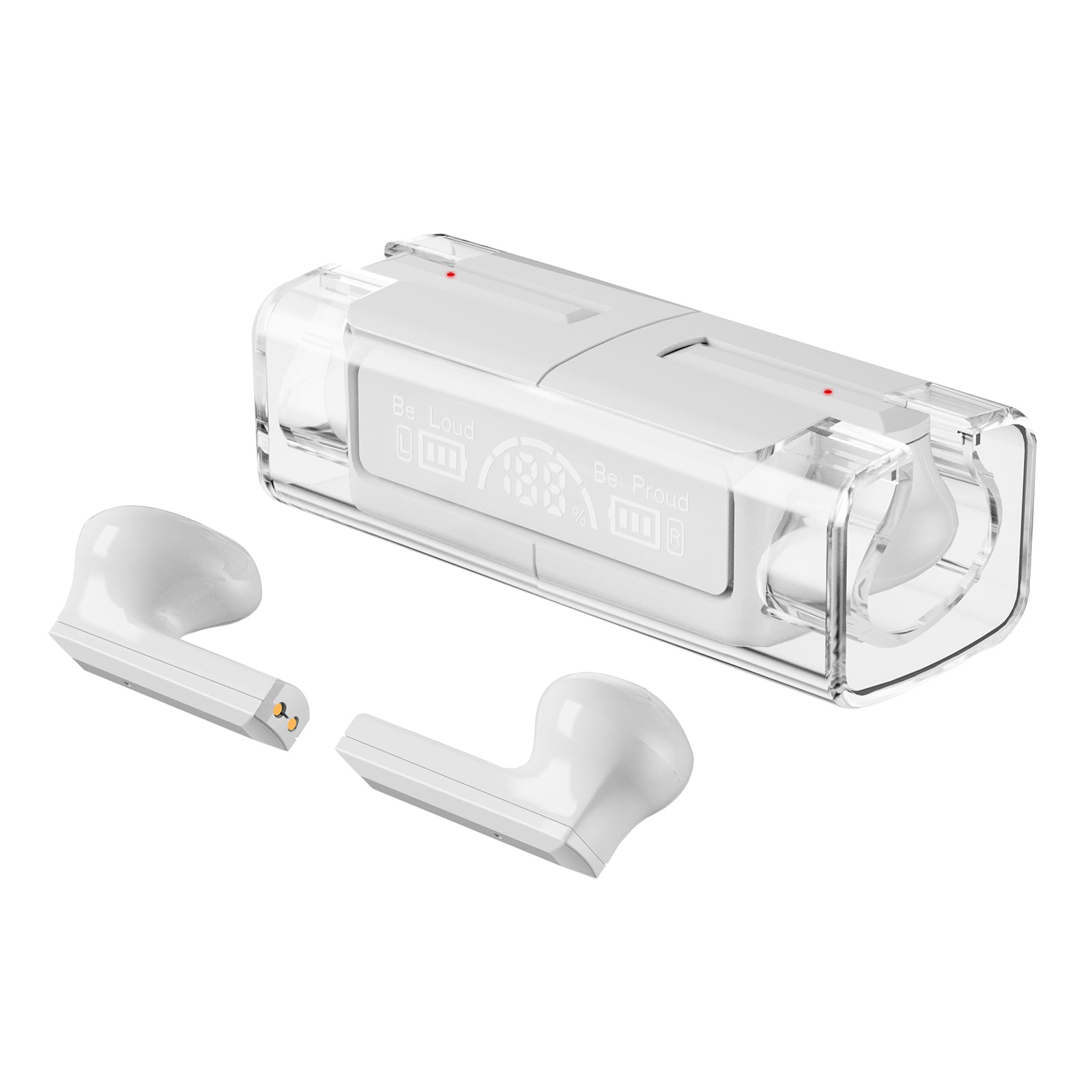 LB-83 TWS Wireless Earbuds Bluetooth 5.3 Headphone HiFi Stereo Noise Canceling Earphone with Digital Display and Transparent Charging Case