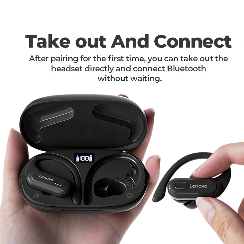 LENOVO Thinkplus XT60 Ear-Hook Sports Bluetooth Headset Noise Reduction Headphone with Digital Display