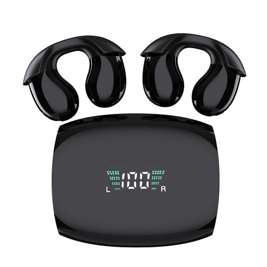 Q96 Bone Conduction Headphone Bluetooth 5.3 Wireless Sport Running Earphone with 300mAh Digital Display Charging Bin