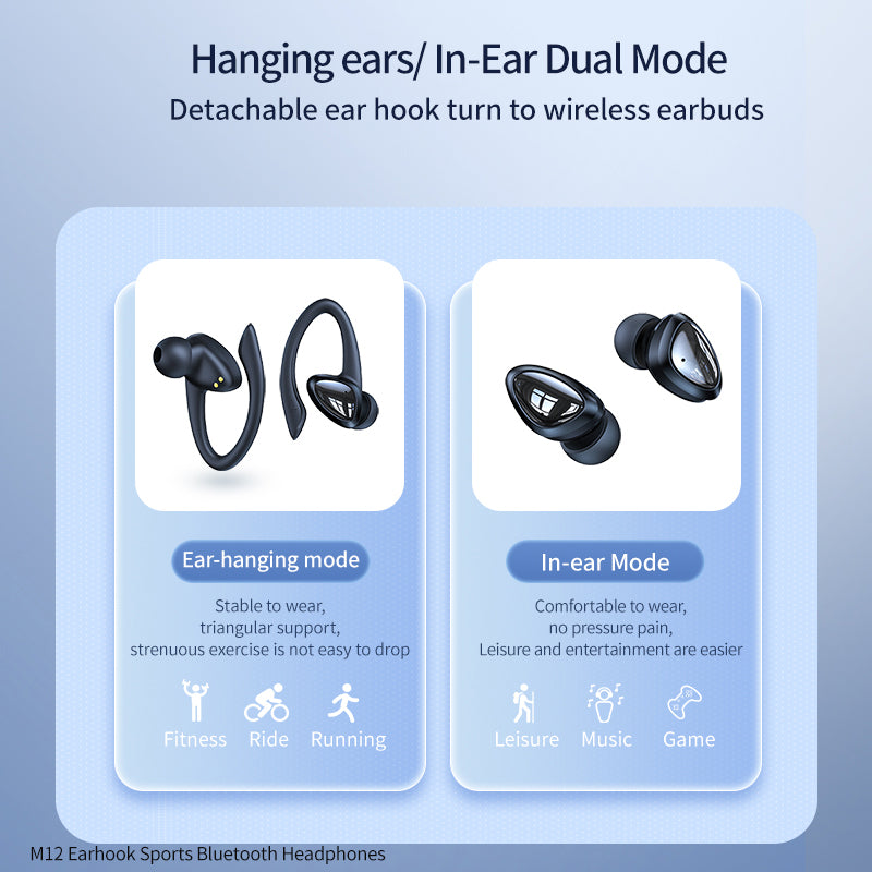 XUNDD M12 Bluetooth 5.3 Wireless Earbuds Noise Cancelling Ear Hook Wireless Headphones