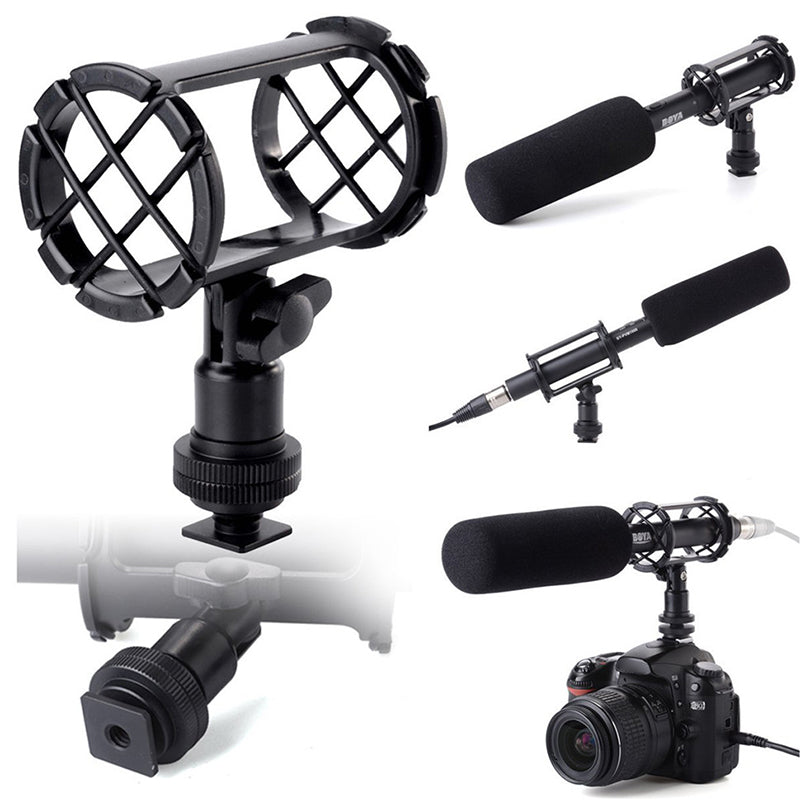 BOYA BY-C04 Microphone Shock Mount for RODE NT4 BY-PM1000 19-25mm Shotgun Mic Holder Clip with Camera Cold Shoe