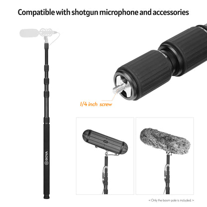 BOYA BY-PB25A Portable Handheld Microphone Boom Pole Aluminum Alloy Microphone Extension Rod