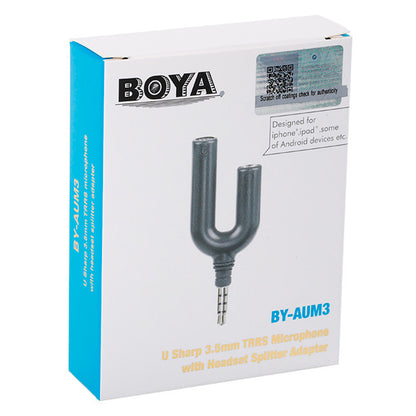 BOYA BY-AUM3 3.5mm TRRS Microphone with 3-position 3.5mm Headset Splitter Adapter for iPhone / iPad / iPod Touch