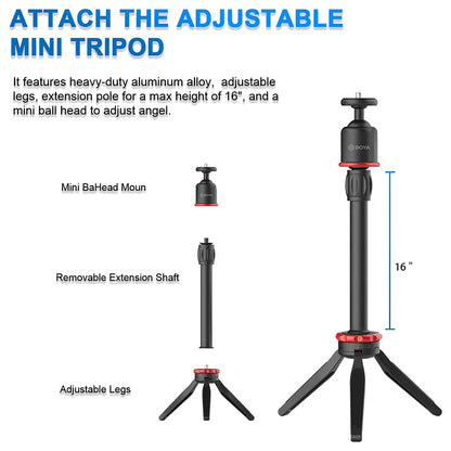 BOYA BY-VG330 Desktop Microphone Tripod Stand Set with Phone Clamp, Cardioid Microphone, Shock-Mount