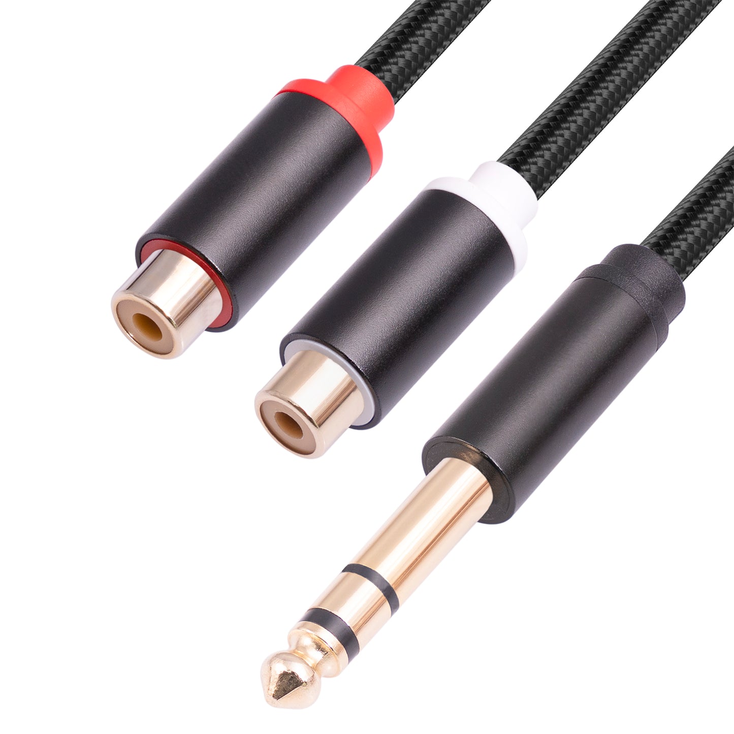 3712 0.3m 6.35mm Male to Dual RCA Female Splitter Cable 1 / 4 Inch Male Stereo to 2 RCA Female Adapter Line