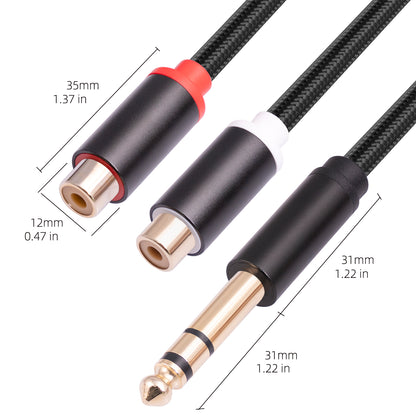 3712 0.3m 6.35mm Male to Dual RCA Female Splitter Cable 1 / 4 Inch Male Stereo to 2 RCA Female Adapter Line