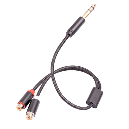 3712 0.3m 6.35mm Male to Dual RCA Female Splitter Cable 1 / 4 Inch Male Stereo to 2 RCA Female Adapter Line