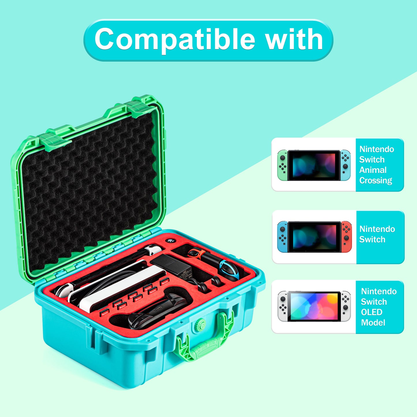 DEVASO Portable Carrying Case for Nintendo Switch Game Console Waterproof Suitcase