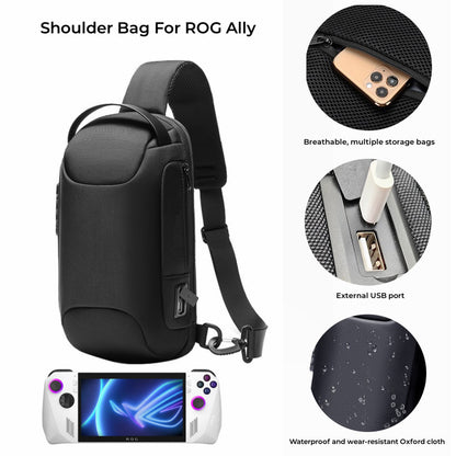 For Asus Rog Ally Game Console Oxford Cloth Chest Bag Single Shoulder Bag with Anti-theft Lock