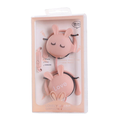 Cartoon Rabbit Earbuds Wired Over Ear Headphones Clip Walking Gym Headset with Microphone