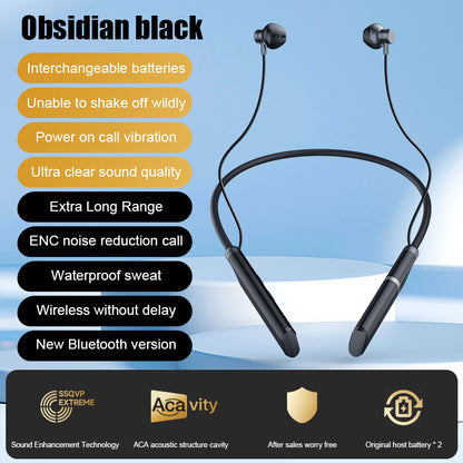 B998 Wireless Neckband Headphones Half In-Ear Bluetooth 5.3 Earphones Noise Cancelling Earbuds with Pluggable