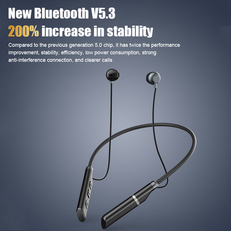 B998 Wireless Neckband Headphones Half In-Ear Bluetooth 5.3 Earphones Noise Cancelling Earbuds with Pluggable