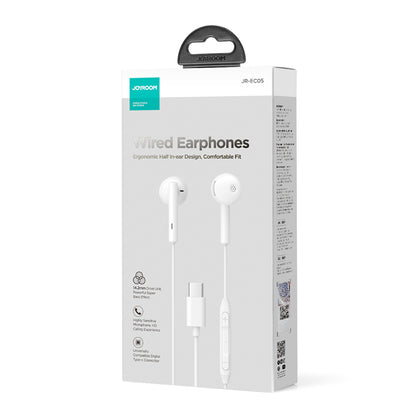 JOYROOM EC05 Type-C Wired Earphones Plug and Play Half-in-ear Headphone with Mic