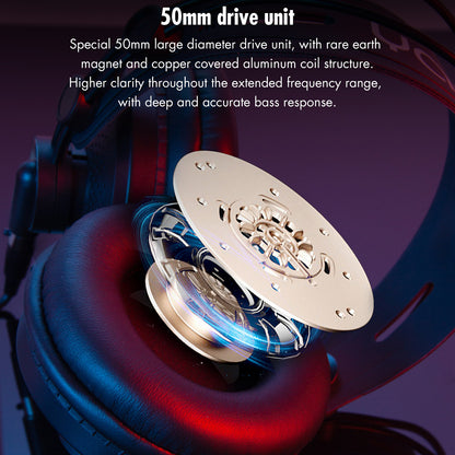 YANMAI D68-A Wired Over Ear Headphones Hi-Fi Sound Headphone with 50mm Drivers for Studio DJ AMP Recording Monitoring Phones