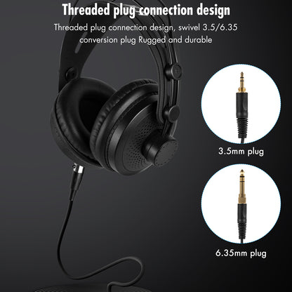 YANMAI D68-A Wired Over Ear Headphones Hi-Fi Sound Headphone with 50mm Drivers for Studio DJ AMP Recording Monitoring Phones