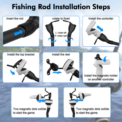 AMVR Q2FP1 For Oculus Quest 2 Fishing Rod VR Game Accessories Compatible with Baitcasting Reel