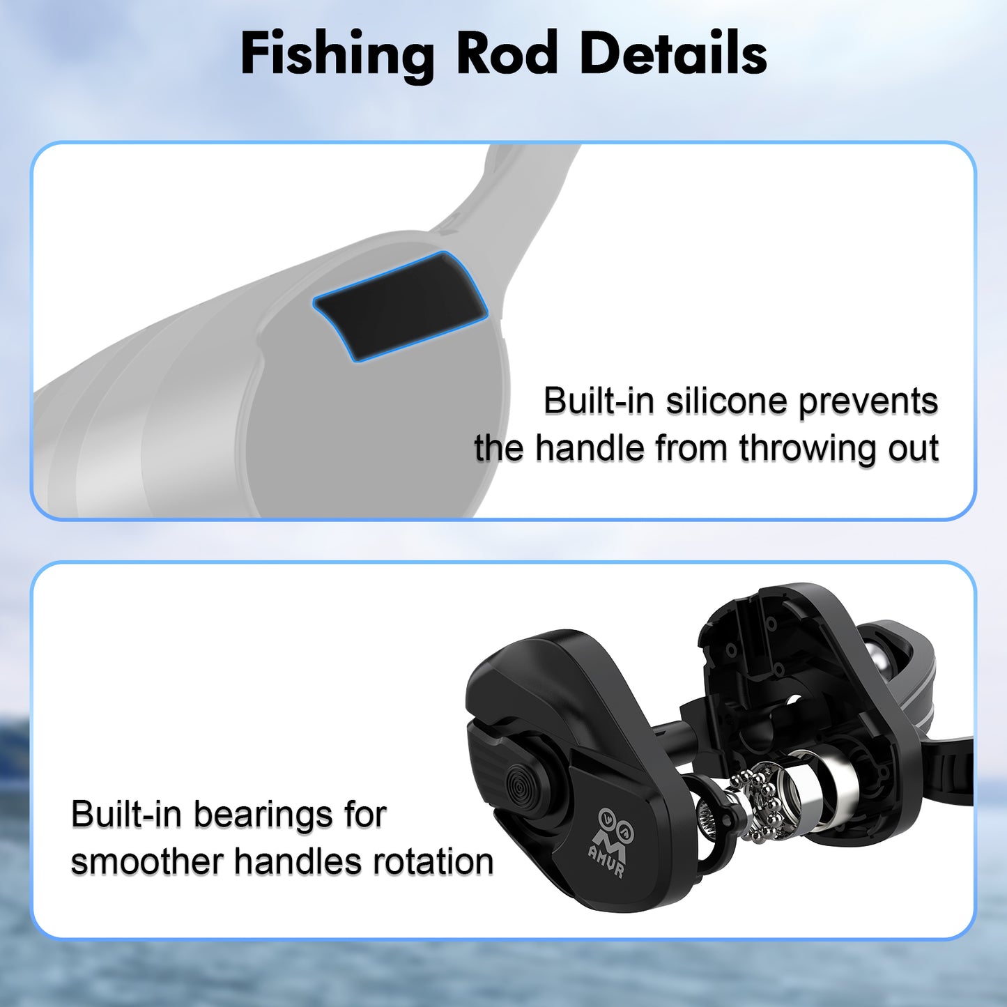 AMVR Q2FP1 For Oculus Quest 2 Fishing Rod VR Game Accessories Compatible with Baitcasting Reel