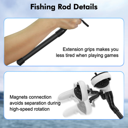 AMVR Q2FP1 For Oculus Quest 2 Fishing Rod VR Game Accessories Compatible with Baitcasting Reel