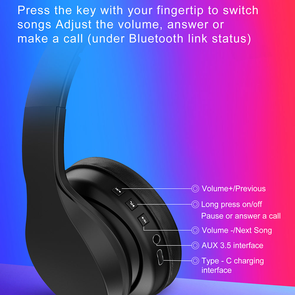 OY712 Over-ear Wireless Bluetooth Headset Built-in Microphone Gaming Music Headphone