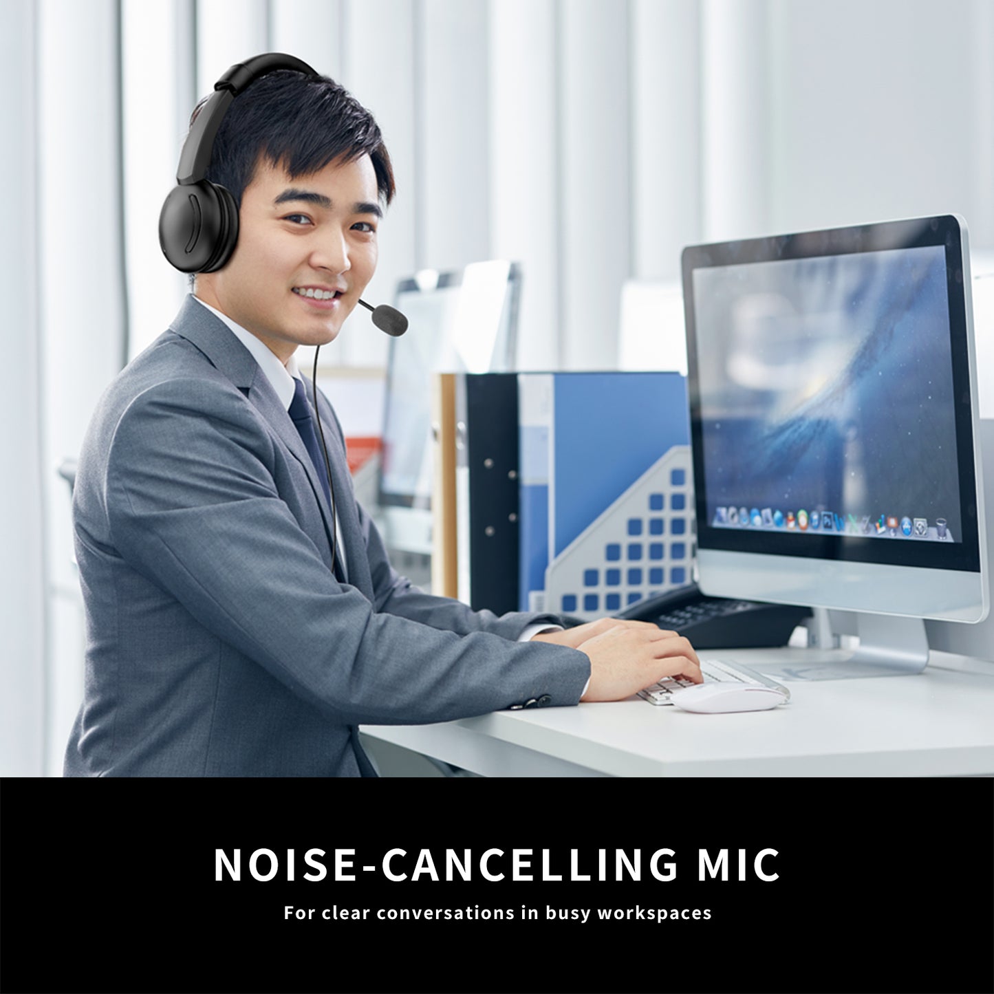 OY359 3.5mm / USB Jack 2-in-1 Computer Headset Noise Canceling PC Headphone with Controller