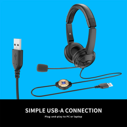 OY359 3.5mm / USB Jack 2-in-1 Computer Headset Noise Canceling PC Headphone with Controller