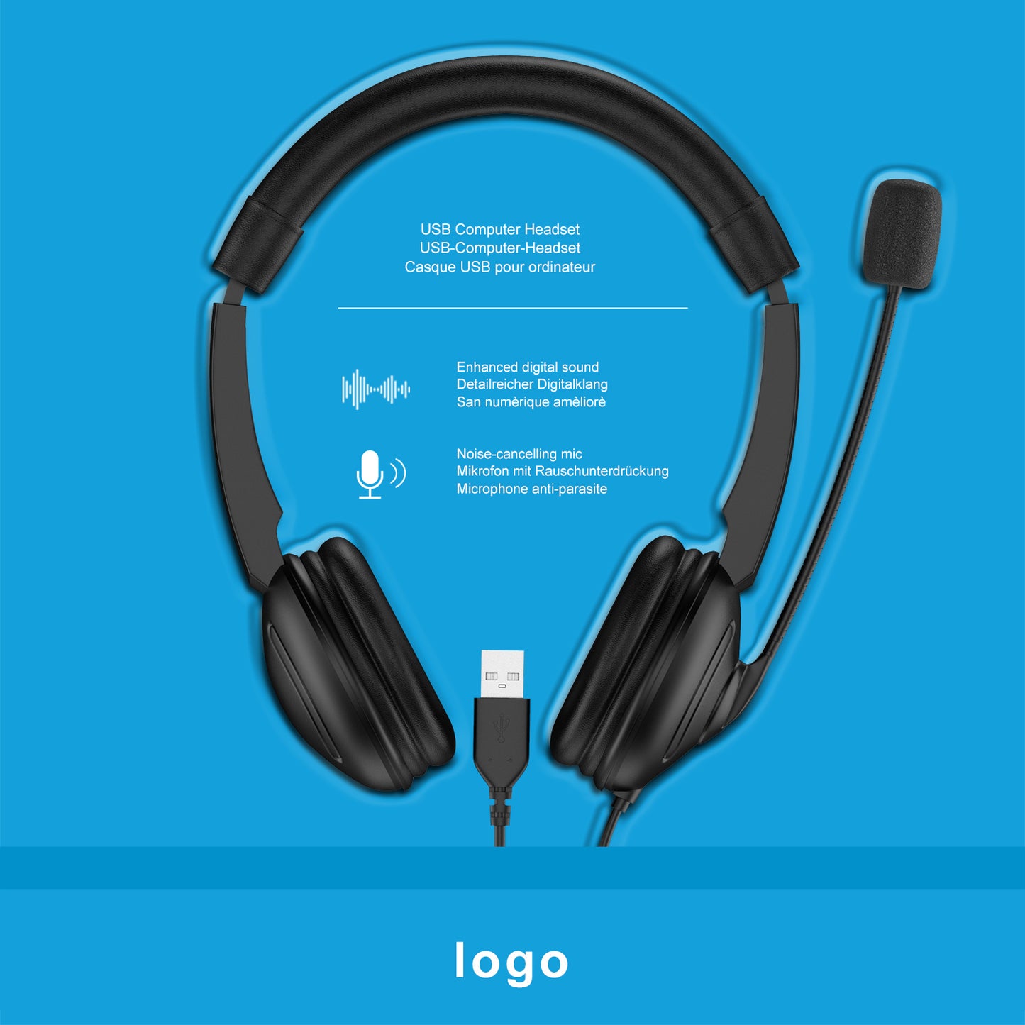 OY359 3.5mm / USB Jack 2-in-1 Computer Headset Noise Canceling PC Headphone with Controller