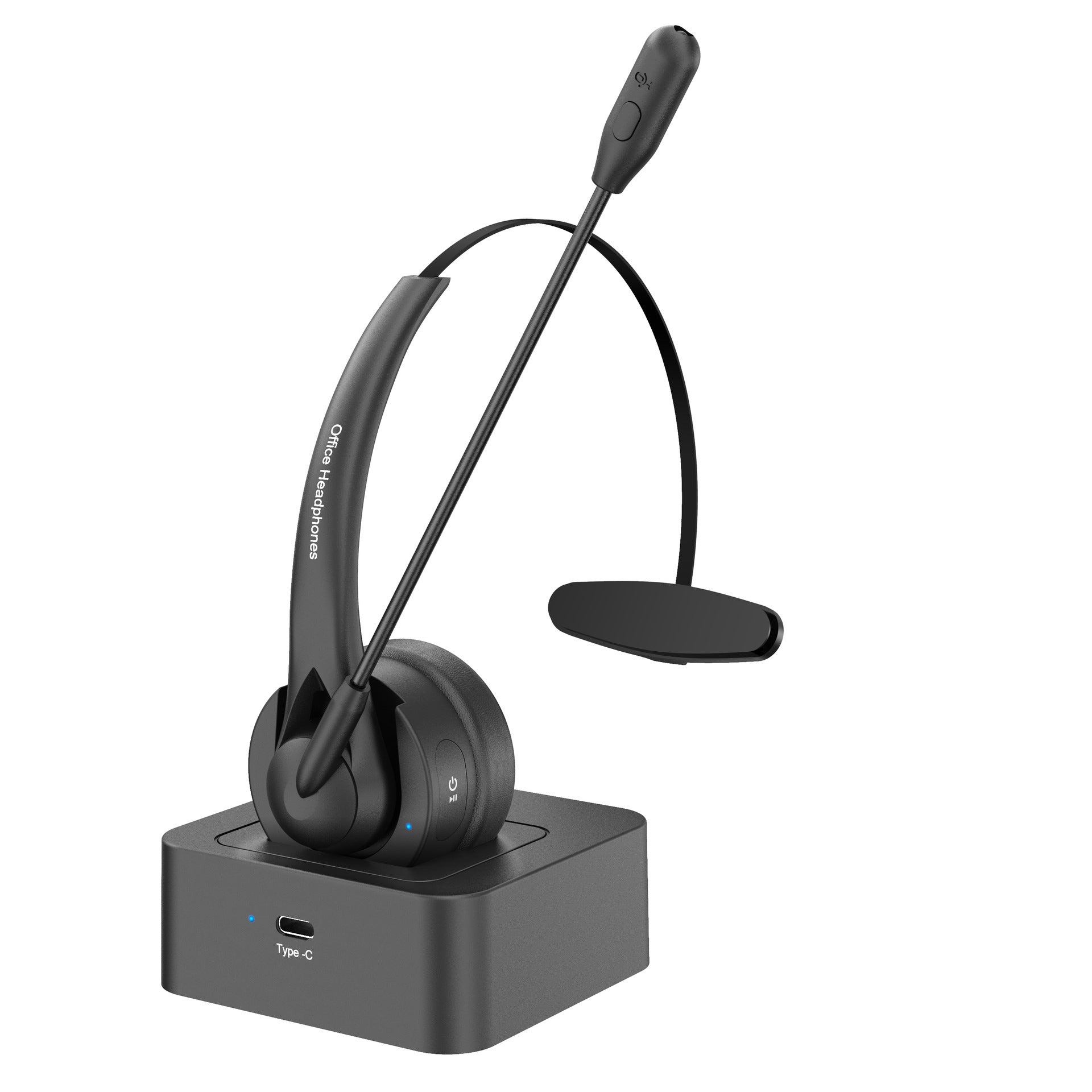 OY131 Single Ear Bluetooth Wireless Headphone Customer Service Call Center Headset with Charging Base