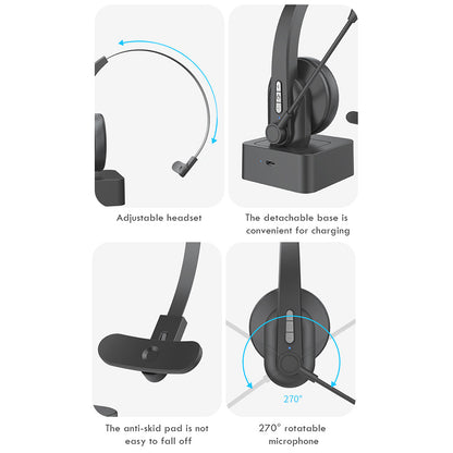 OY631 Bluetooth 5.3 Headset Customer Service Headphone with Mic Noise-Cancelling Wireless Headset for Truck Driver