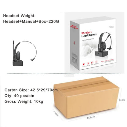 OY631 Bluetooth 5.3 Headset Customer Service Headphone with Mic Noise-Cancelling Wireless Headset for Truck Driver