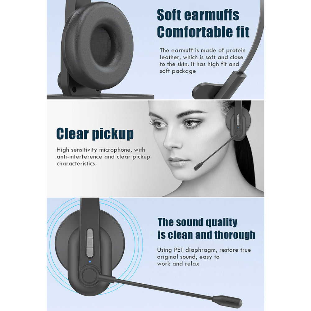 OY631 Bluetooth 5.3 Headset Customer Service Headphone with Mic Noise-Cancelling Wireless Headset for Truck Driver