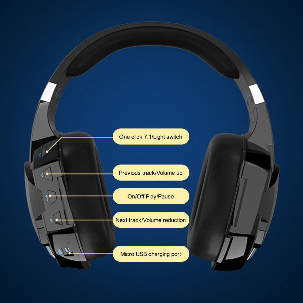 KOTION EACH G2000PRO Bluetooth 5.2 Over-Ear Wireless Headset 7.1 HiFi Stereo Sound Wired Gaming Headphone