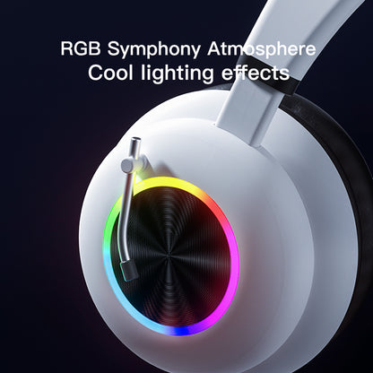 KE-29 Over-ear Wireless Bluetooth Headset RGB Light Gaming Music Headphone with Microphone