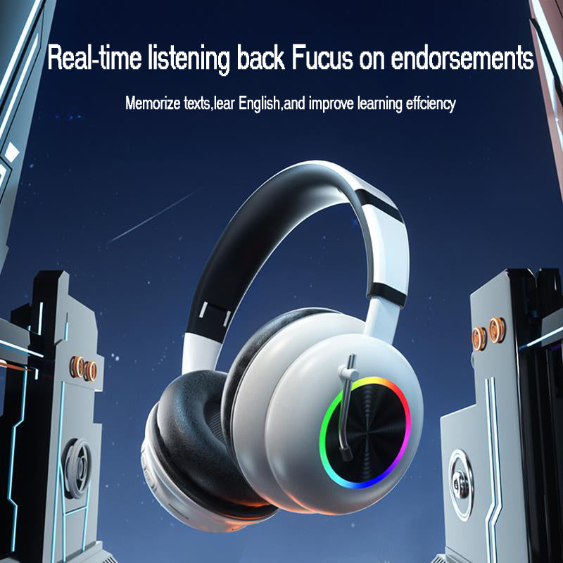 KE-29 Over-ear Wireless Bluetooth Headset RGB Light Gaming Music Headphone with Microphone