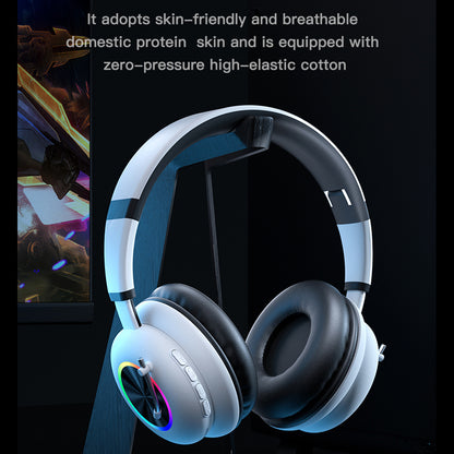 KE-29 Over-ear Wireless Bluetooth Headset RGB Light Gaming Music Headphone with Microphone