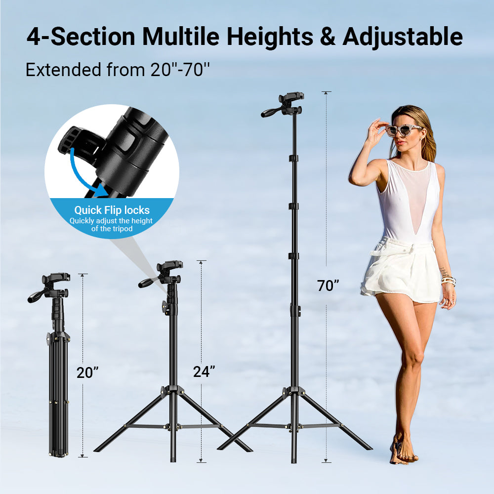 APEXEL APL-JJ070 20-70 Height Adjustment Tripod Cell Phone Selfie Stick for Video Recording Live Streaming