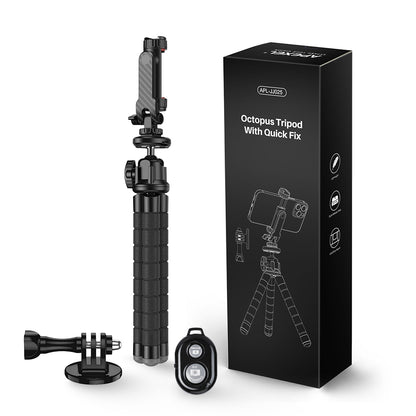 APEXEL APL-JJ025 SLR Camera Phone Stand ABS+Aluminum Alloy Selfie Stick Octopus Tripod with Bluetooth Shutter