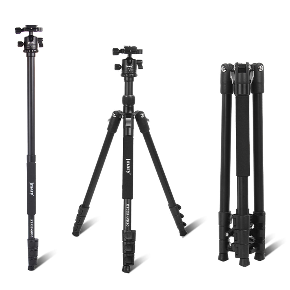 JMARY KT325-NB30 1.6m Aluminum Alloy Cell Phone Tripod Stand for SLR, Action Camera Rotating Portable Tripod Holder