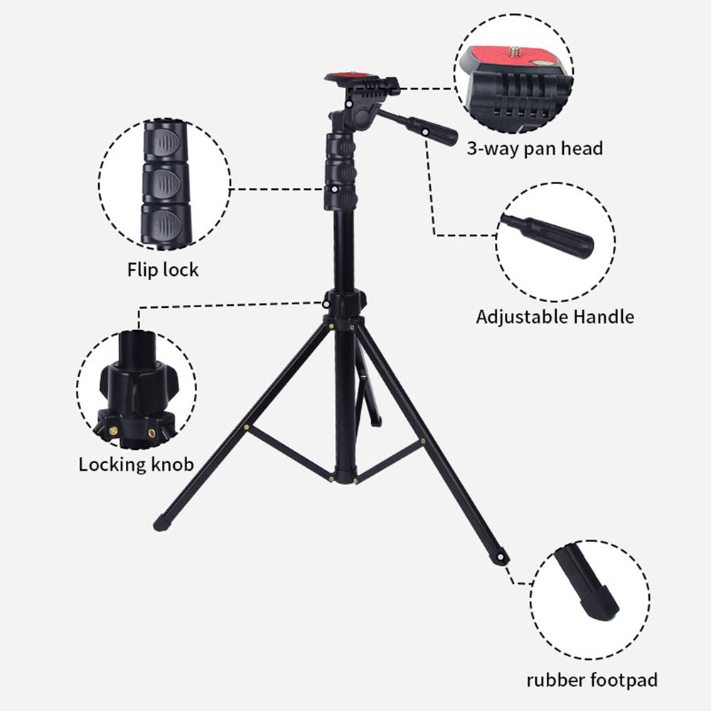 JMARY KP-2206 1.7m Multi-functional Adjustable Portable Camera Tripod Cell Phone Holder Floor Stand for Live Streaming, Selfie