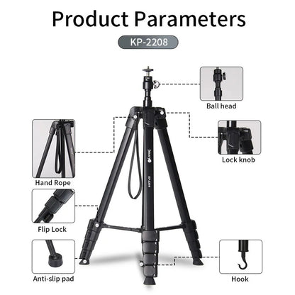 JMARY KP2208 1.7m Fill Light Camera Tripod Holder for Live Streaming, Photography Metal Cell Phone Floor Stand