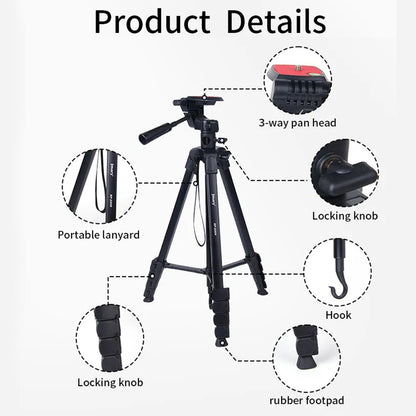 JMARY KP2209 Outdoor Tripod Stand with Horizontal Extension Rod Cell Phone Camera Folding Tripod