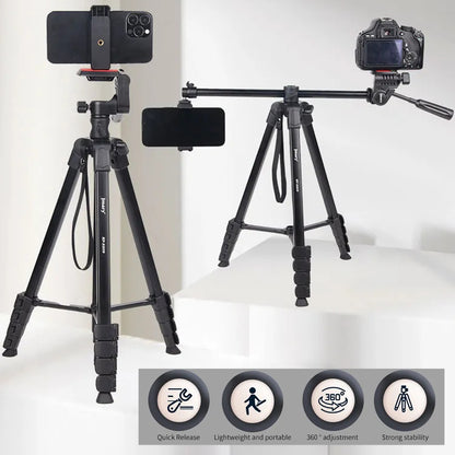 JMARY KP2209 Outdoor Tripod Stand with Horizontal Extension Rod Cell Phone Camera Folding Tripod