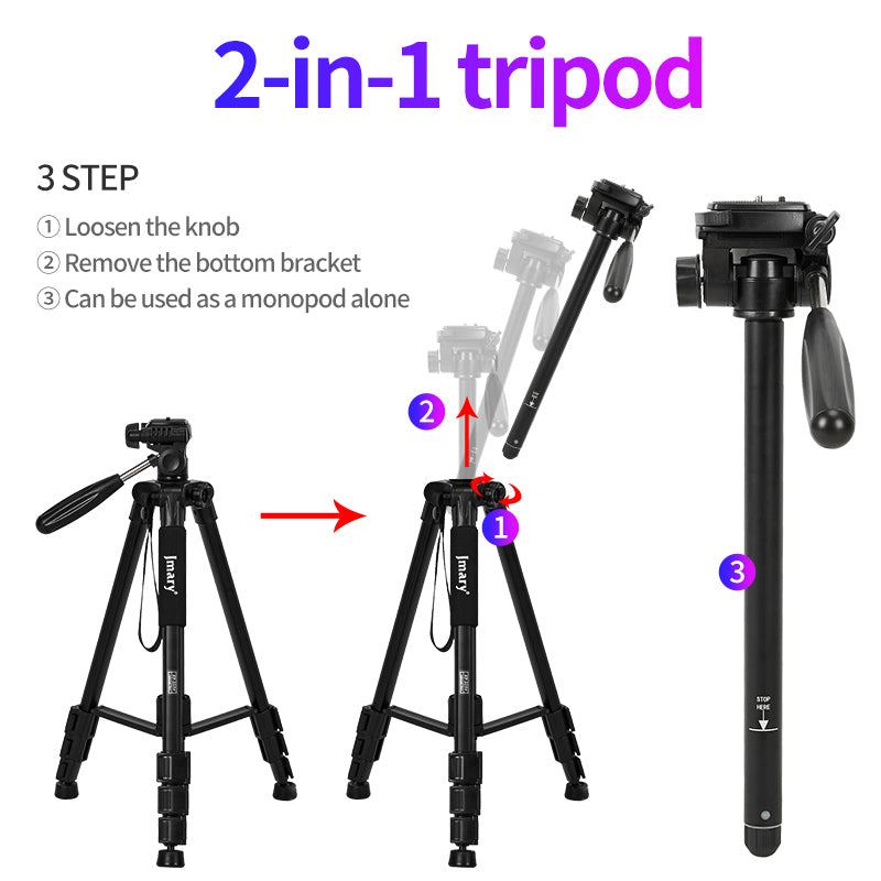 JMARY KP2254 Outdoor Photography Fill Light Tripod Stand Cell Phone SLR Floor Tripod for Live Streaming