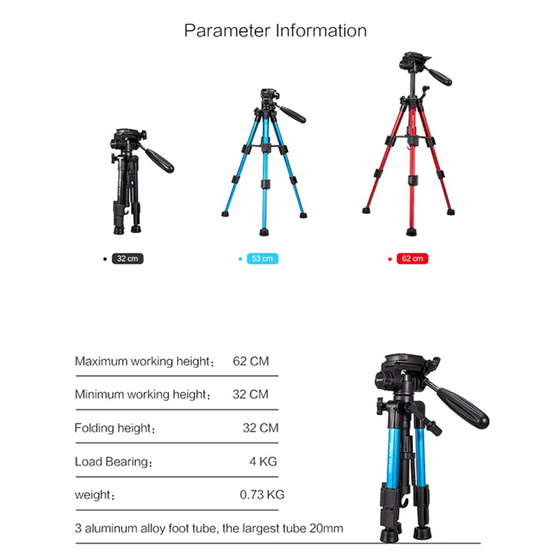 JMARY KP-2203 Portable SLR Camera Phone Stand Aluminum Alloy Telescopic Live Streaming Photography Tripod