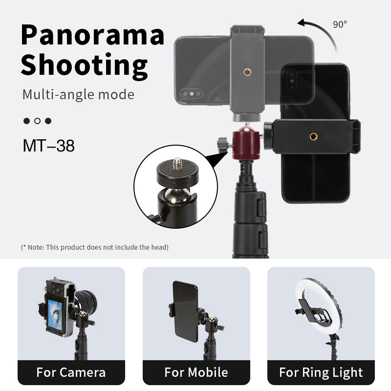 JMARY MT38 1.68m Telescopic Vlogging Camera Mount Tripod Stand Travel Tripod Phone Holder with 1  /  4 Inch Screw Adapter