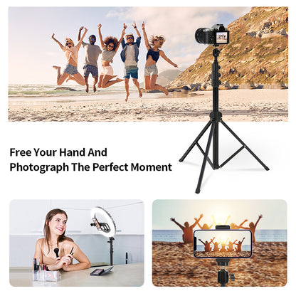 JMARY MT38 1.68m Telescopic Vlogging Camera Mount Tripod Stand Travel Tripod Phone Holder with 1  /  4 Inch Screw Adapter