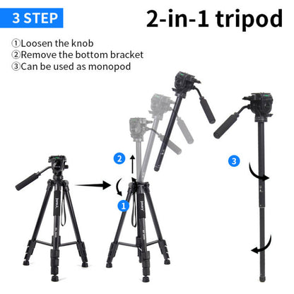 JMARY KP2599 Live Streaming SLR Camera Phone Stand Holder Telescopic Outdoor Photography Aluminum Tripod