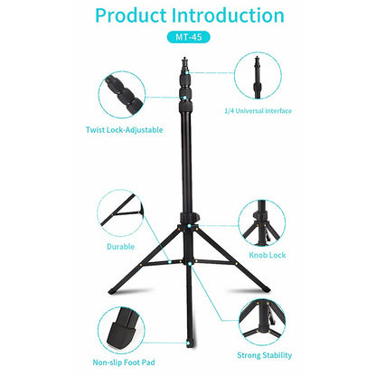 JMARY MT45 Outdoor Vlogging 0.51-1.68m Tripod Stand Cell Phone Clip Camera Mount Holder Telescopic Selfie Stick